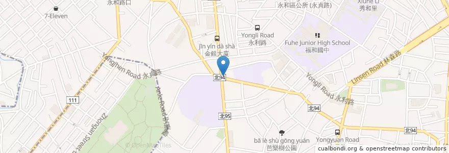 Mapa de ubicacion de 大三品蔥燒包 en Taïwan, Nouveau Taipei, 永和區.