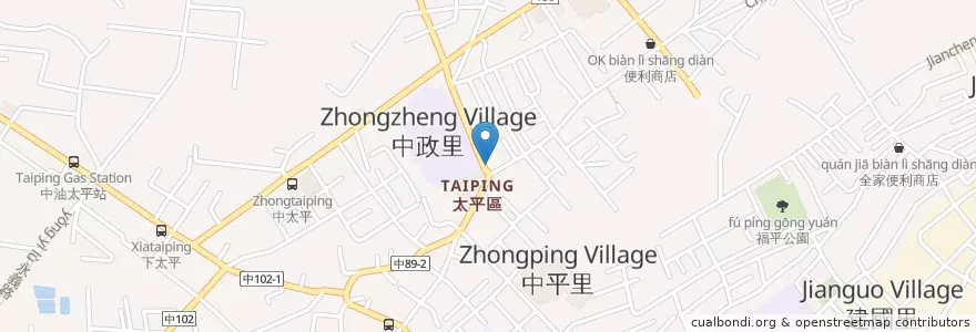 Mapa de ubicacion de 王哥肉丸 en Taiwan, Taichung, Taiping District.