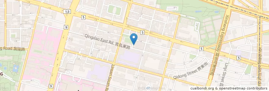 Mapa de ubicacion de 青島早點 en 臺灣, 新北市, 臺北市, 中正區.
