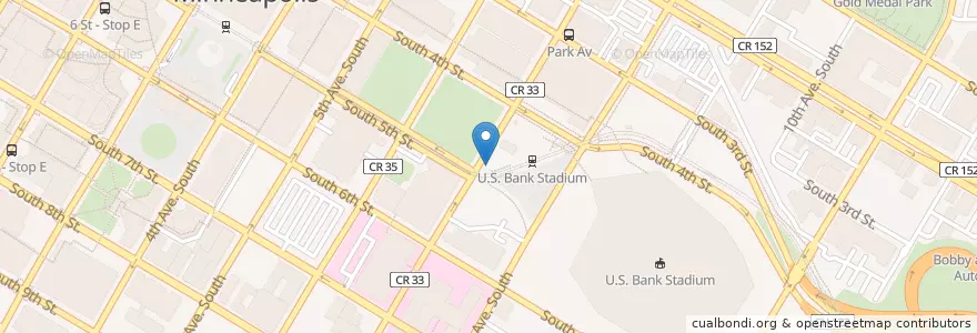 Mapa de ubicacion de 5th Street en Соединённые Штаты Америки, Миннесота, Hennepin County, Minneapolis.