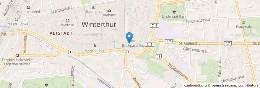 Mapa de ubicacion de Hinterer Hecht en Schweiz/Suisse/Svizzera/Svizra, Zürich, Bezirk Winterthur, Winterthur.