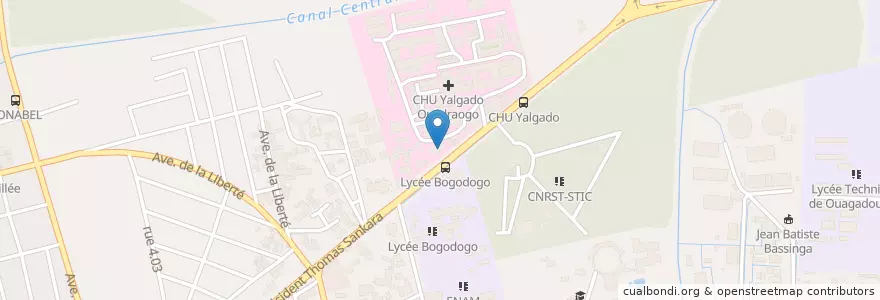 Mapa de ubicacion de Pharmacie de l'hôpital en بورکینافاسو, Centre, Kadiogo, اوآگادوگو.