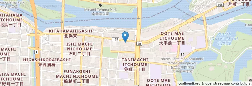 Mapa de ubicacion de 珈琲館 en Japan, 大阪府, Osaka, 中央区.