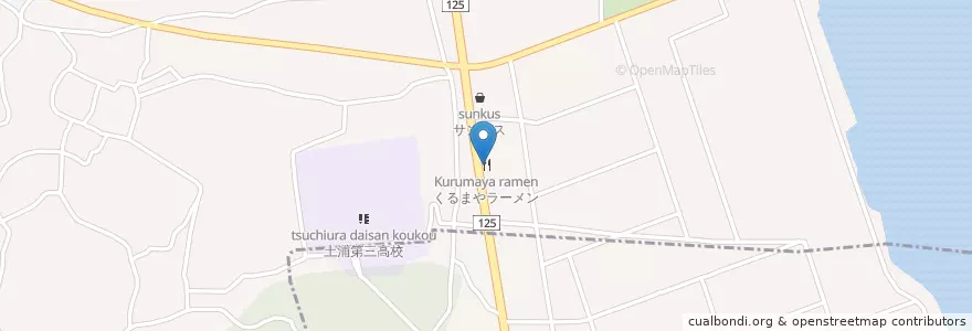 Mapa de ubicacion de くるまやラーメン en Japón, Prefectura De Ibaraki, 土浦市.