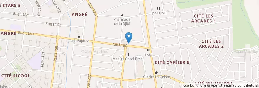Mapa de ubicacion de Café Binguiste en Ivoorkust, Abidjan, Cocody.