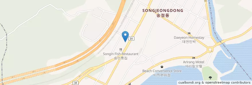 Mapa de ubicacion de SK 송정Self주유소 en 韩国/南韓, 釜山, 海雲臺區, 송정동.