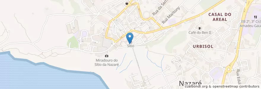 Mapa de ubicacion de Sítio dos Petiscos en البرتغال, الوسطى, ليريا, Oeste, Nazaré, Nazaré.