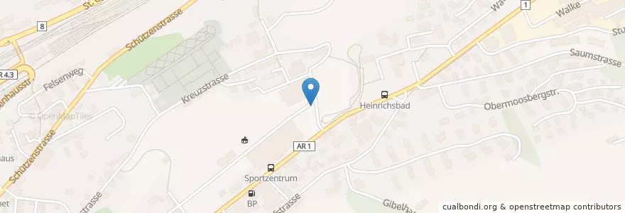 Mapa de ubicacion de ev-pass en İsviçre, Appenzell Ausserrhoden, Sankt Gallen, Hinterland, Herisau.