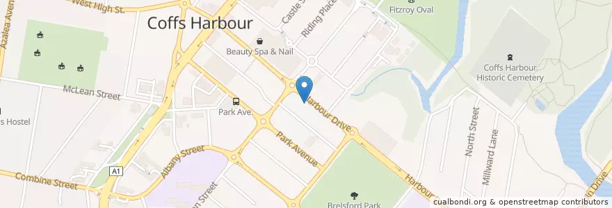 Mapa de ubicacion de Westpac en Avustralya, New South Wales, Coffs Harbour City Council.