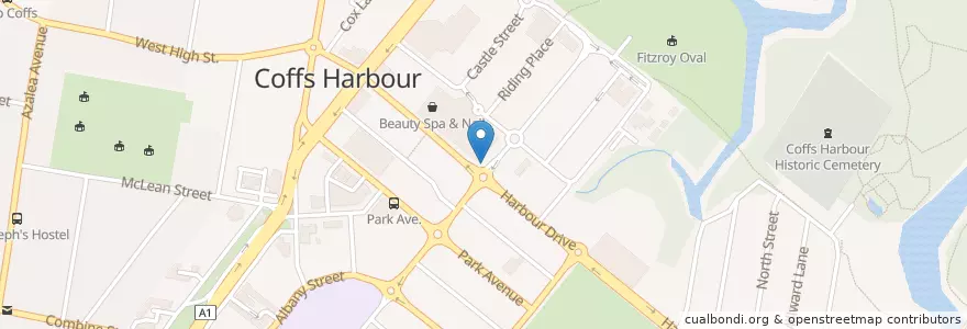 Mapa de ubicacion de NAB en Australië, Nieuw-Zuid-Wales, Coffs Harbour City Council.