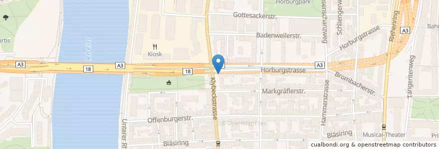 Mapa de ubicacion de Drei Rosen en İsviçre, Basel-Stadt, Basel.