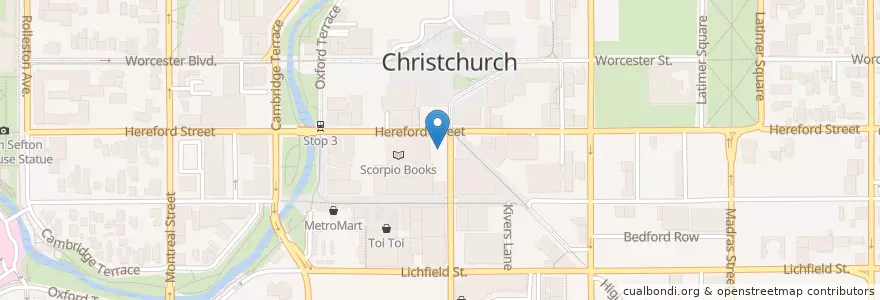 Mapa de ubicacion de KFC en Nieuw-Zeeland, Canterbury, Christchurch City, Linwood-Central-Heathcote Community.
