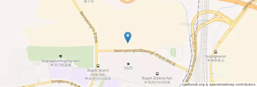 Mapa de ubicacion de 택이네조개전골 부곡점 en Corea Del Sud, Gyeonggi, 군포시, 의왕시, 부곡동, 군포2동.