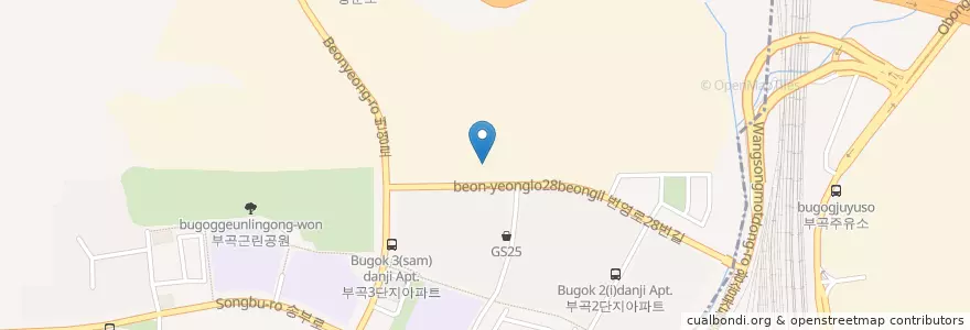 Mapa de ubicacion de 약산골순대국 en Korea Selatan, Gyeonggi, 군포시, 의왕시, 부곡동, 군포2동.
