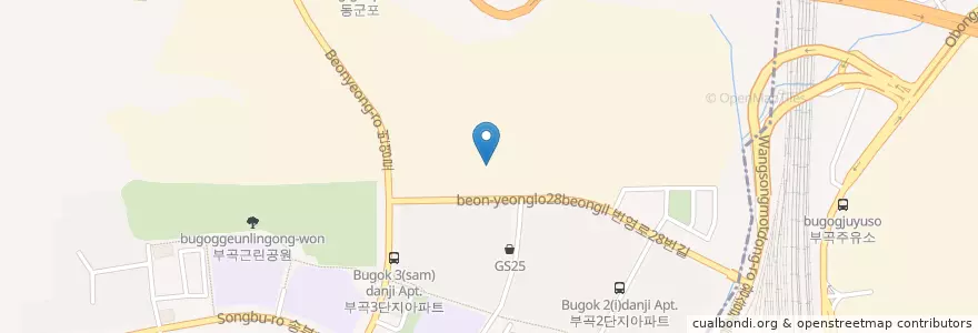 Mapa de ubicacion de 무진장김치찌개 en کره جنوبی, گیونگی-دو, 군포시, 의왕시, 부곡동, 군포2동.