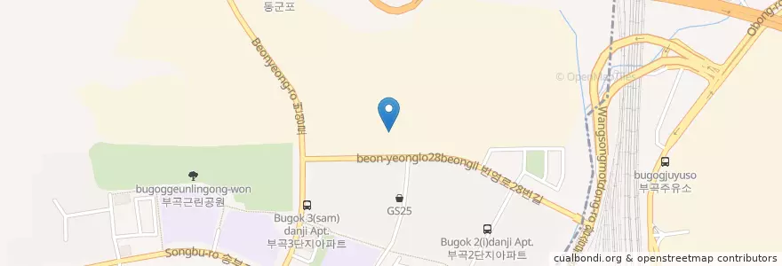Mapa de ubicacion de 블루블라썸 en Республика Корея, Кёнгидо, 군포시, 의왕시, 부곡동, 군포2동.