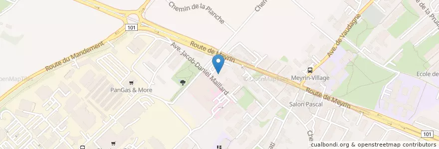 Mapa de ubicacion de Laserdermato Rive Droite en Suíça, Genève, Meyrin, Genève, Meyrin.