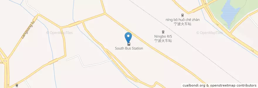 Mapa de ubicacion de South Bus Station en Çin, Zhejiang, Ningbo, 海曙区.