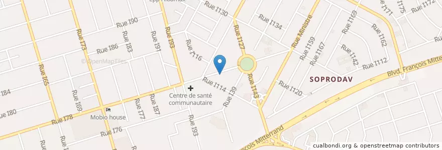 Mapa de ubicacion de Poulet et poisson piqués en コートジボワール, アビジャン, Cocody.