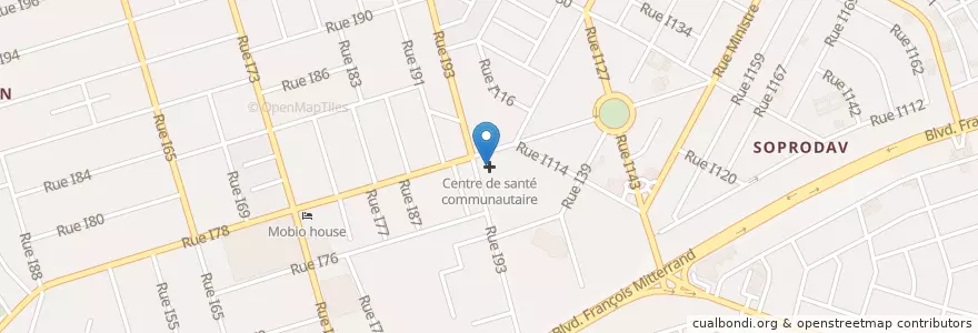 Mapa de ubicacion de Centre de Santé Urbain à Base Communautaire de la Palmeraie en Côte D’Ivoire, Abidjan, Cocody.