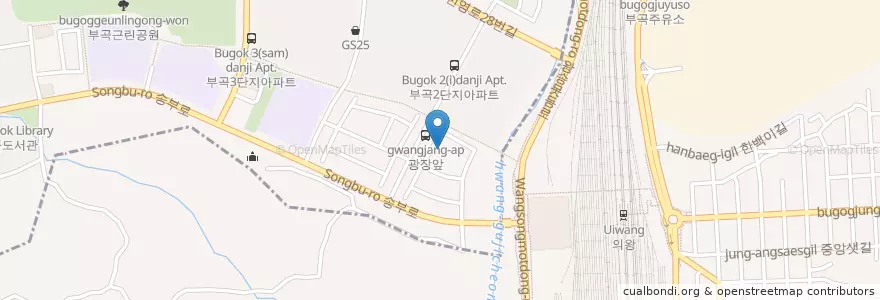 Mapa de ubicacion de 알파학원 en Korea Selatan, Gyeonggi, 의왕시, 부곡동, 군포2동.