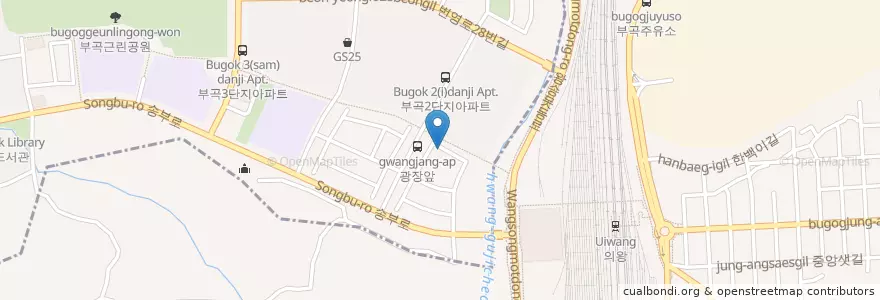 Mapa de ubicacion de 엘림학원 en 대한민국, 경기도, 의왕시, 부곡동, 군포2동.