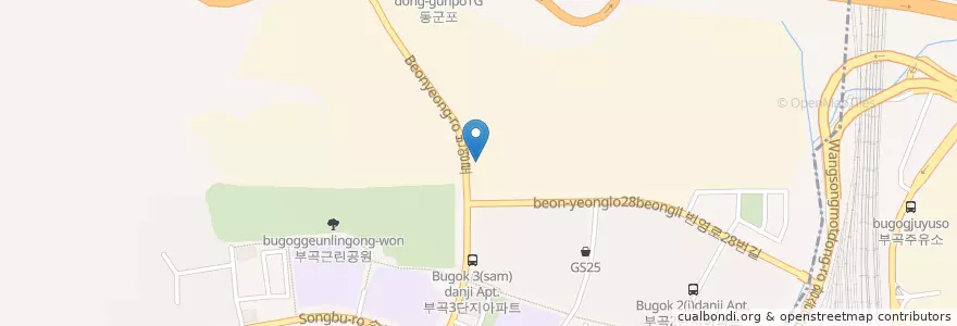 Mapa de ubicacion de 한상차림 코다리명가 군포부곡점 en کره جنوبی, گیونگی-دو, 군포시, 부곡동, 군포2동.