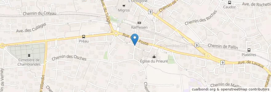 Mapa de ubicacion de Café du Centre en سويسرا, فود, District De Lavaux-Oron, Pully.