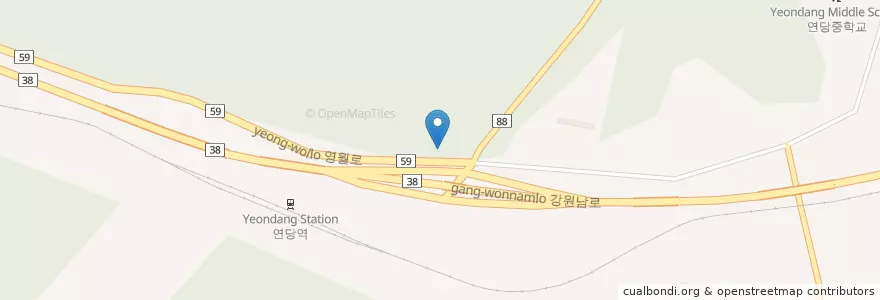 Mapa de ubicacion de 영월경찰서 남면파출소 en كوريا الجنوبية, 강원도, 영월군.