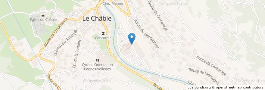 Mapa de ubicacion de Charging station of Le Châble en Switzerland, Valais/Wallis, Entremont, Bagnes.