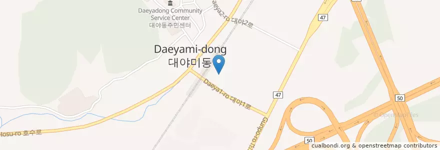 Mapa de ubicacion de 군포경찰서 대야파출소 en Coreia Do Sul, Gyeonggi, 군포시, 대야동.