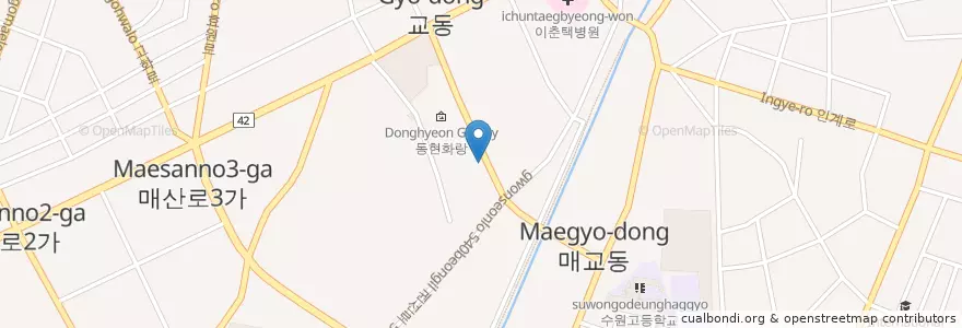 Mapa de ubicacion de 수원서부경찰서 유천파출소 en Korea Selatan, Gyeonggi, 수원시, 팔달구.