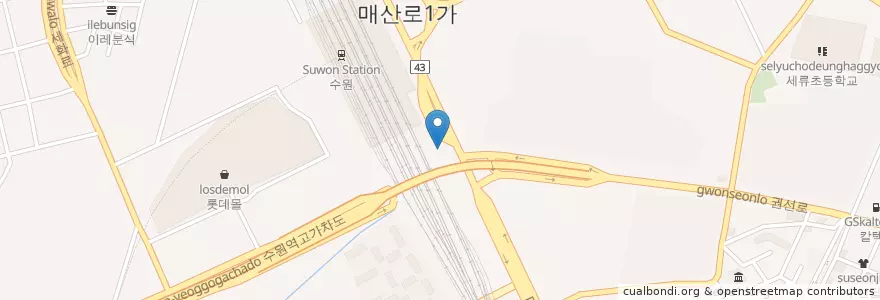 Mapa de ubicacion de 수원서부경찰서 매산지구대 en Corea Del Sur, Gyeonggi, 수원시.