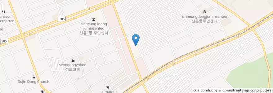 Mapa de ubicacion de 성남수정경찰서 신흥지구대 en Zuid-Korea, Gyeonggi-Do, 수정구.