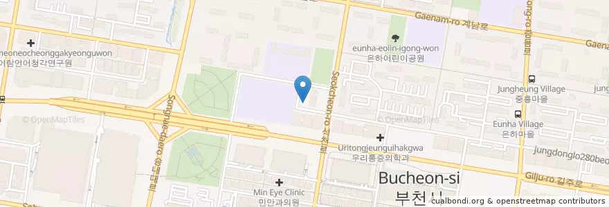 Mapa de ubicacion de 부천원미경찰서 중동지구대 en 대한민국, 경기도, 부천시.
