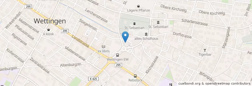 Mapa de ubicacion de Raiffeisenbank Lägern-Baregg en Schweiz/Suisse/Svizzera/Svizra, Aargau, Bezirk Baden, Wettingen.