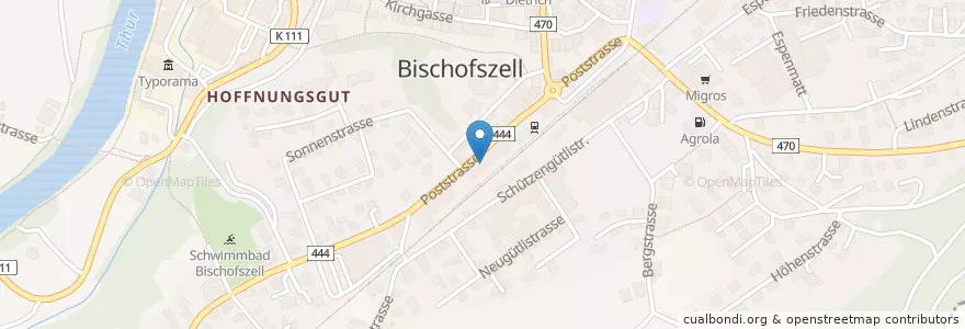 Mapa de ubicacion de Polizeiposten Bischofszell en 스위스, Thurgau, Bezirk Weinfelden, Bischofszell.