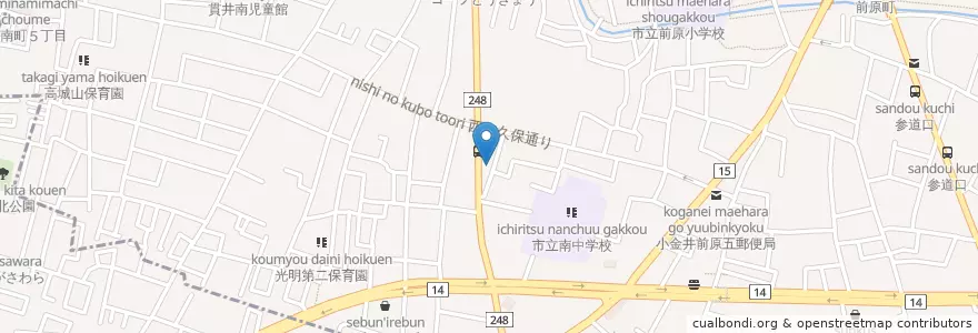 Mapa de ubicacion de リストランテ大澤 en Japan, Tokio, 府中市, 小金井市.