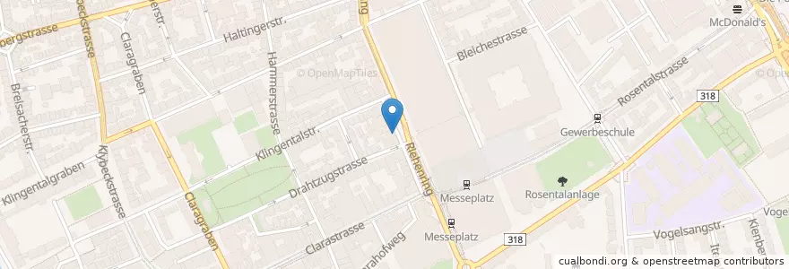 Mapa de ubicacion de Roma Messe en سويسرا, مدينة بازل, Basel.