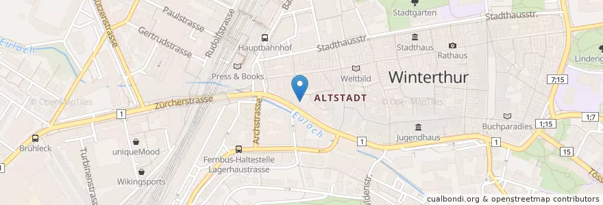 Mapa de ubicacion de Altstadtpraxis en Швейцария, Цюрих, Bezirk Winterthur, Winterthur.