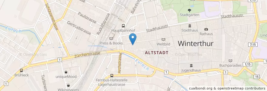 Mapa de ubicacion de Swiss Med Team en Швейцария, Цюрих, Bezirk Winterthur, Winterthur.