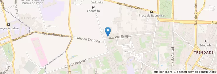 Mapa de ubicacion de Siktak (korean) en البرتغال, المنطقة الشمالية (البرتغال), Área Metropolitana Do Porto, بورتو, بورتو, Cedofeita, Santo Ildefonso, Sé, Miragaia, São Nicolau E Vitória.