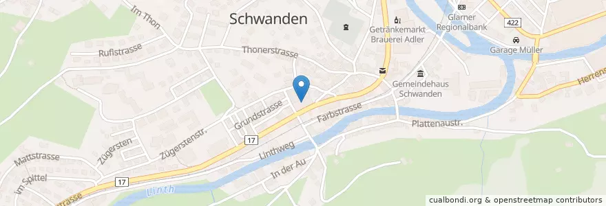 Mapa de ubicacion de Restaurant Blume en Schweiz, Glarus, Glarus Süd.