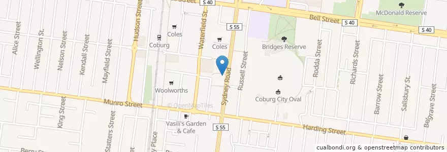 Mapa de ubicacion de Mussy's kebab & grill en オーストラリア, ビクトリア, City Of Moreland.