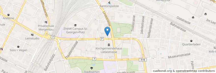 Mapa de ubicacion de Frauenpraxis en Schweiz/Suisse/Svizzera/Svizra, Zürich, Bezirk Winterthur, Winterthur.
