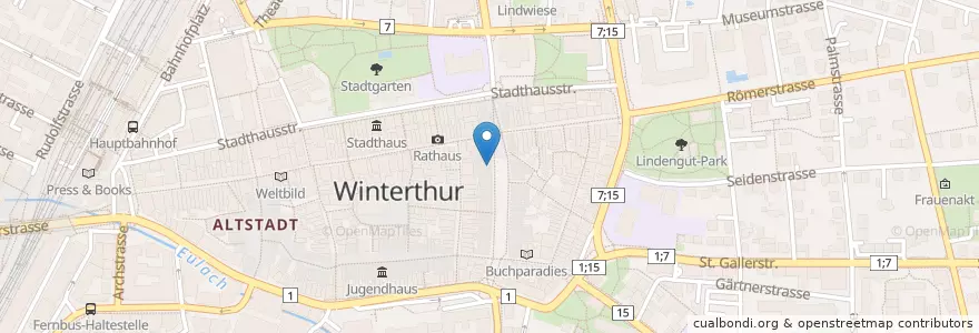 Mapa de ubicacion de Ärzte Am Graben en İsviçre, Zürih, Bezirk Winterthur, Winterthur.