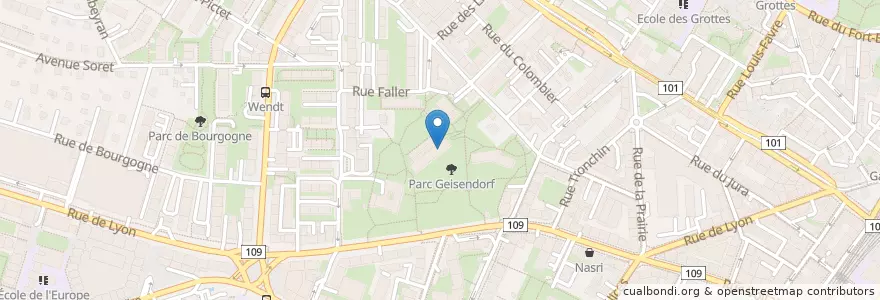 Mapa de ubicacion de École de Geisendorf en Svizzera, Ginevra, Ginevra, Ginevra.