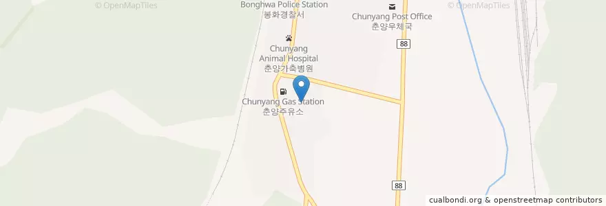 Mapa de ubicacion de 봉화군 en Zuid-Korea, Gyeongsangbuk-Do, 봉화군.