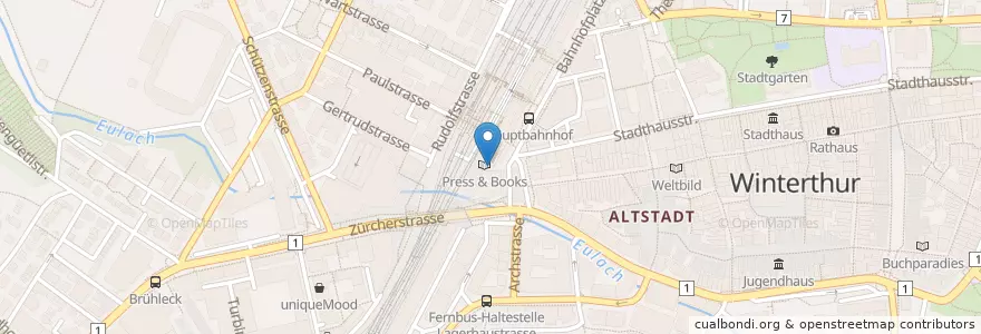 Mapa de ubicacion de Praxis Dr. (Ege) Ufuk Varlik en سويسرا, زيورخ, Bezirk Winterthur, Winterthur.