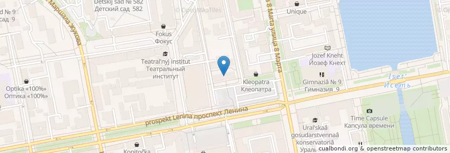 Mapa de ubicacion de ВТБ en ロシア, ウラル連邦管区, スヴェルドロフスク州, エカテリンブルク管区.
